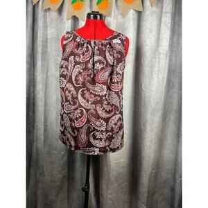 LOFT Outlet Women's Paisley Blouse Short Sleeve Top Medium